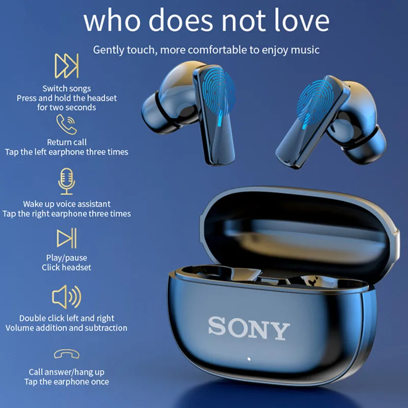 Sony Echte draadloze Bluetooth-oortelefoons en hoofdtelefoons In-ear oordopjes Waterdichte Fitness Motion Muziek Headset Flip Cover Oortelefoon