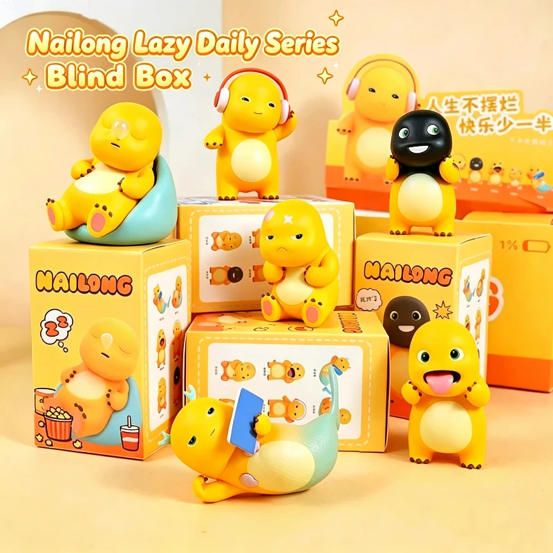 6 figurines Nailong Lazy Daily Series en boîte surprise, mignonnes et à collectionner, ornements tendance pour la maison et la table, parfaites pour un anniversaire