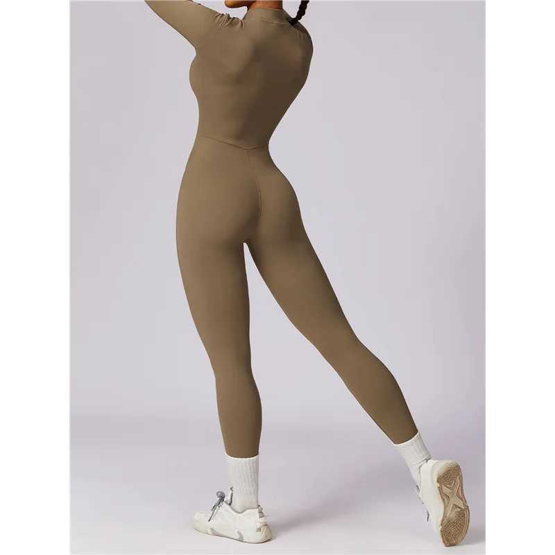 بدلة قفز نسائية بأكمام طويلة للتمرين من FX-Women مع سحاب سفلي وسروال ضيق #3