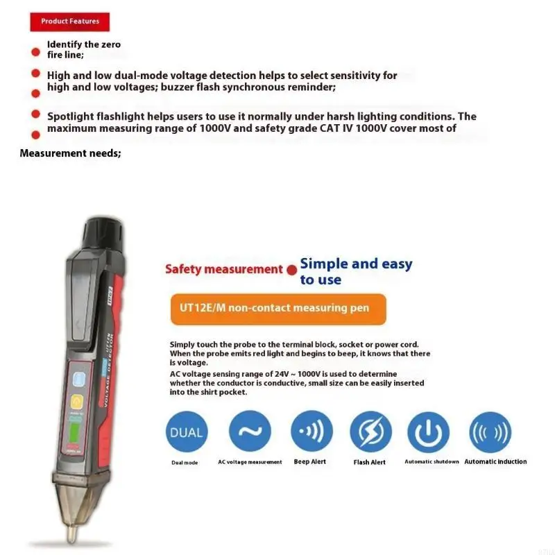 Voltages Tester Pen Live/Neutral Identification Breakpoints Detection Tool Double Functionality Plastic Construction 87HA
