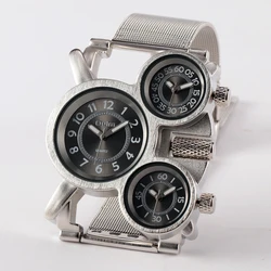 OULM Unique Design Quartz Movement Watch for Men 3 Dials Creative Design Men's Watch Gift Multiple Time Zones Clock 2022 New