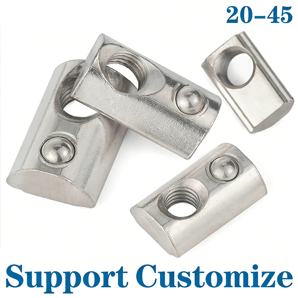 

20-50Pcs M3 M4 M5 M6 M8 Roll in Spring T-nut with Ball for 2020 3030 4040 4545 Aluminium Extrusion Profile Support Customize