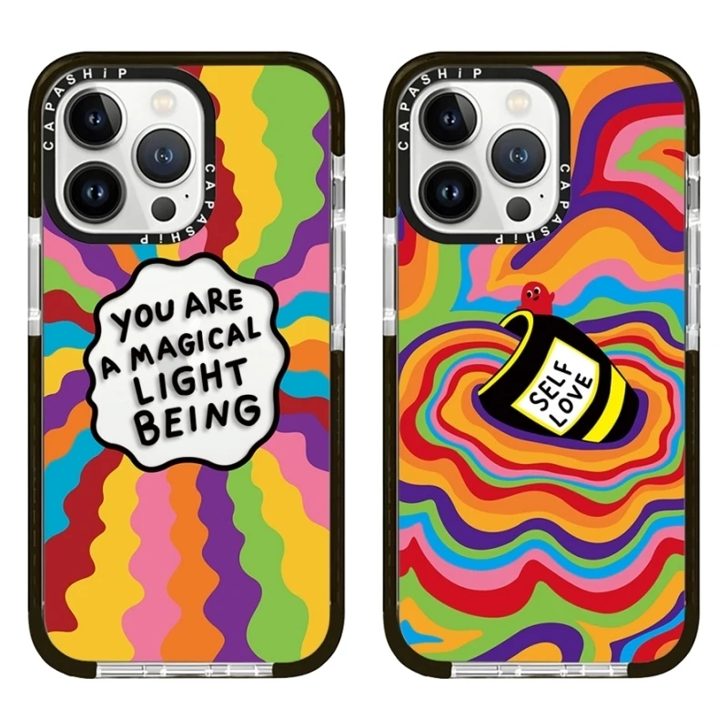 Rainbow Whirlpool Inspirational Quotes Case For iPhone 15 14 13 12 11 Pro X XS XR Max 7 8 Plus SE Soft TPU Shockproof Back Cover