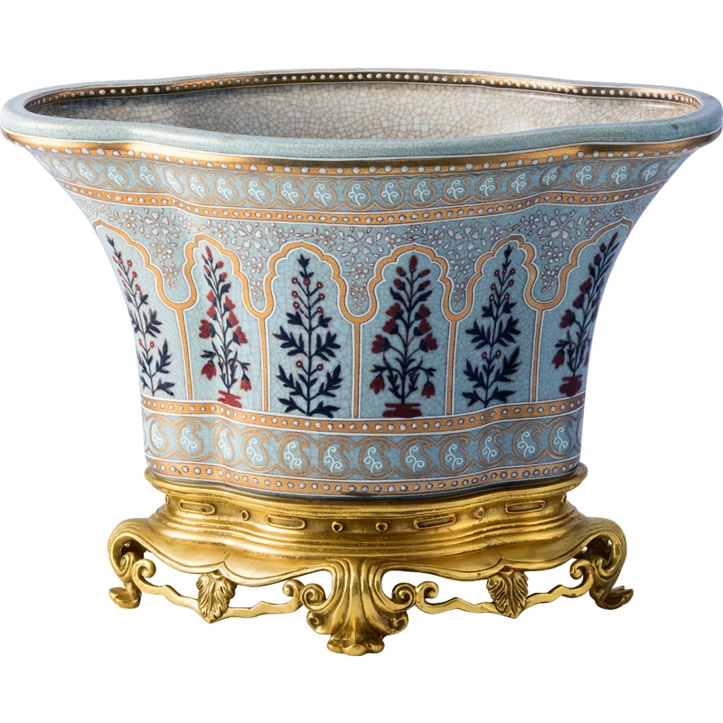 

European-style new Chinese-style painted ceramics, painted open, beautiful and good-looking, luxurious vase gift