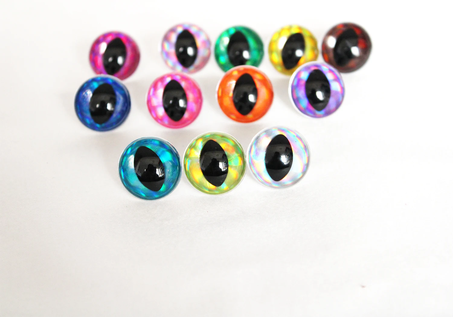 

500pcs new 9mm 10mm 12mm 13mm 14mm 15mm 16mm 18mm 24mm 30mm glitter clear toy cat eyes with hand washer for doll eyes -D12