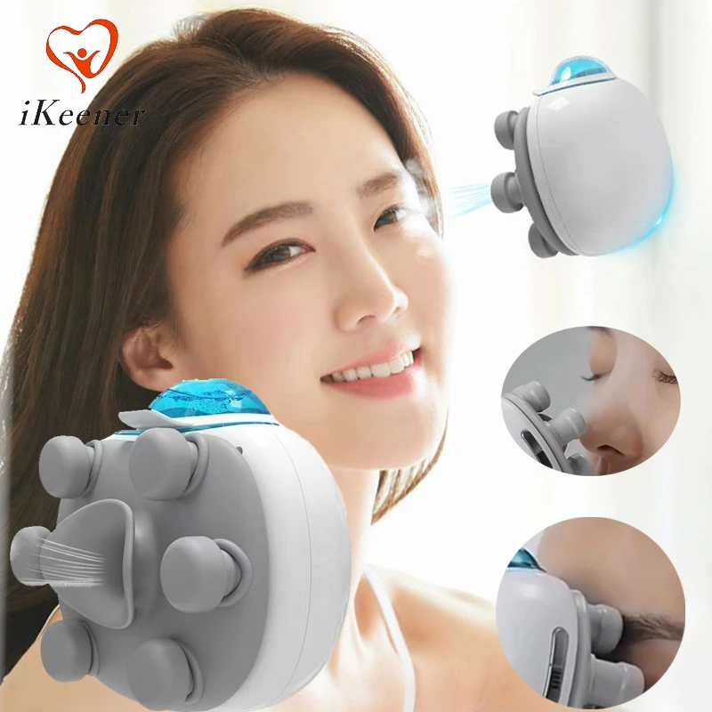 Mini Eye Massager Moist Atomizer 2 in 1 6 Massage Heads 3 Modes Steam Vibration SPA 3D Intelligence Eye Skin Massage Eye Care﻿