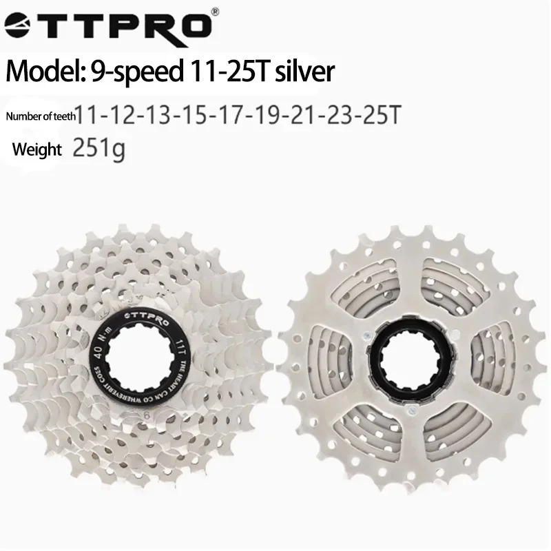 TTPRO 9-Speed MTB Bicycle Flywheel HG Mountain Bike Cassette Sprocket 11-40T 42T 46T 50T Aluminum Alloy Original Bike Part