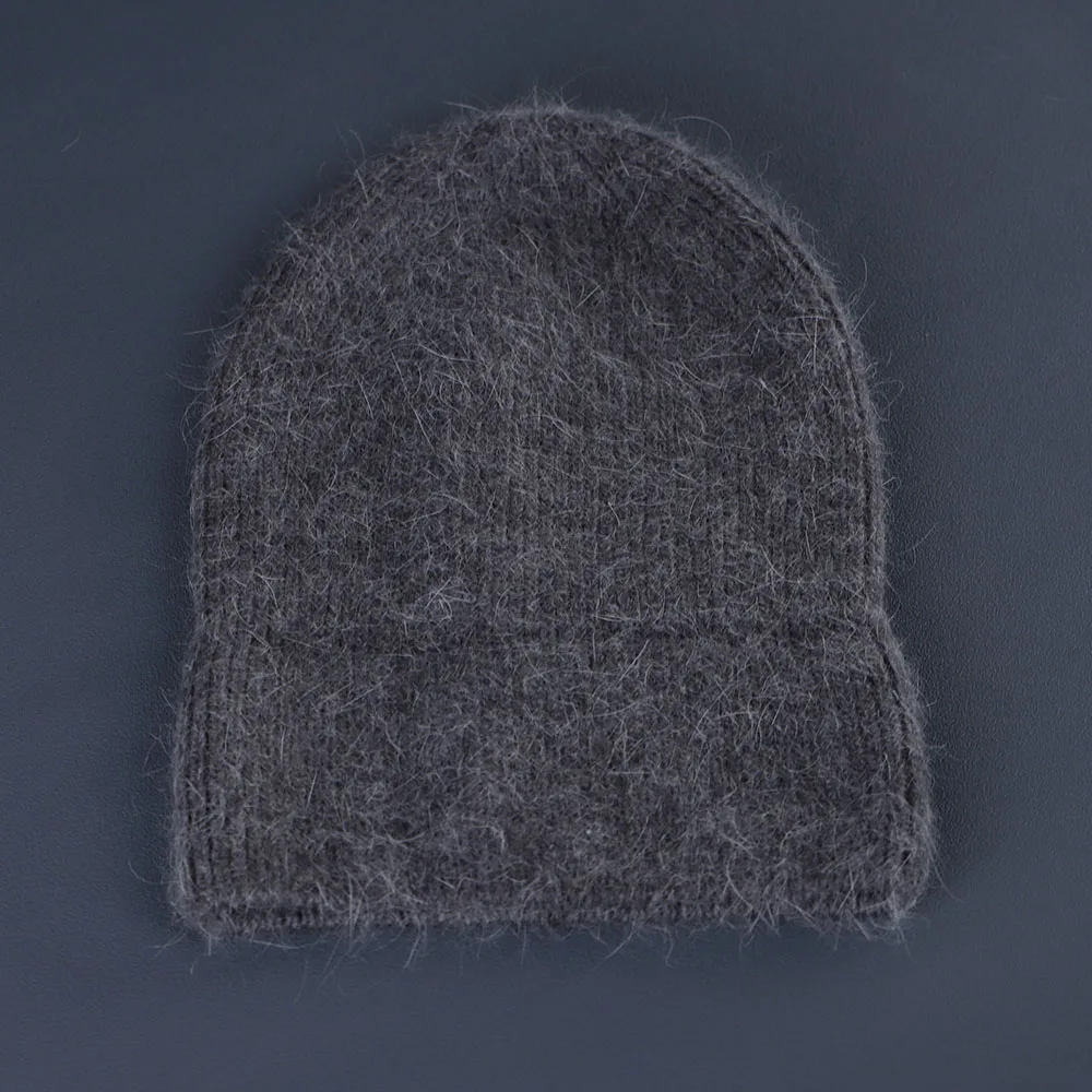 Kaninchenfell Mützen Weiche warme flauschige Wintermütze für Frauen Angora Strickmütze Skullies Beanies Weibliche Motorhaube warme Frau Strickmütze – Detail 8