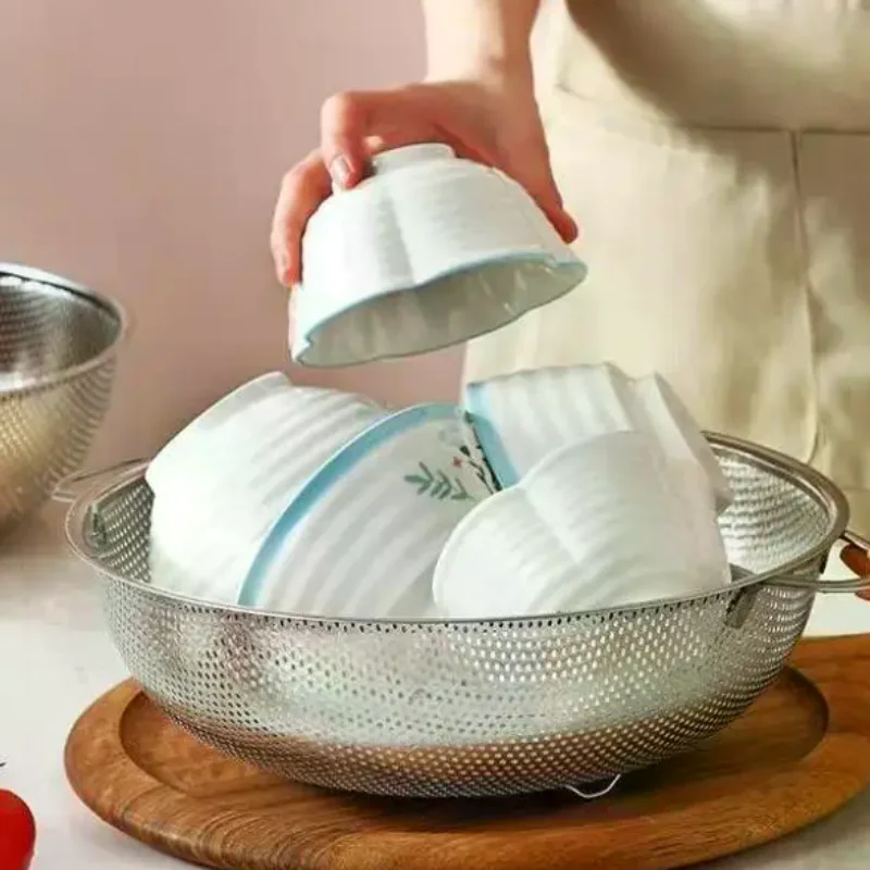 

Stainless Steel Kitchen Hole Dense Mesh Sifter Colander Strainer Sieve Baskets