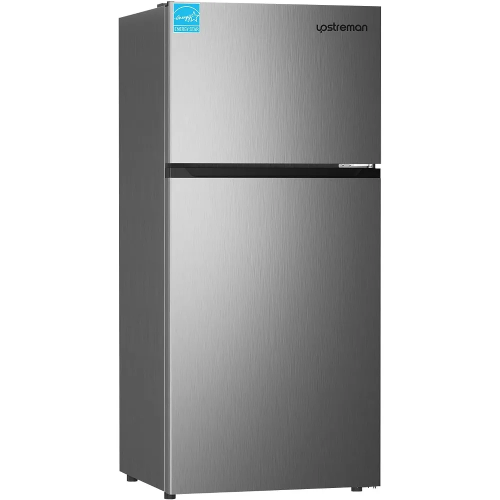 17.6 Cu.Ft.Double Door Refrigerator in Stainless Steel with Large Capacity Top Freezer, Frost Free,Adjustable Thermostat Control