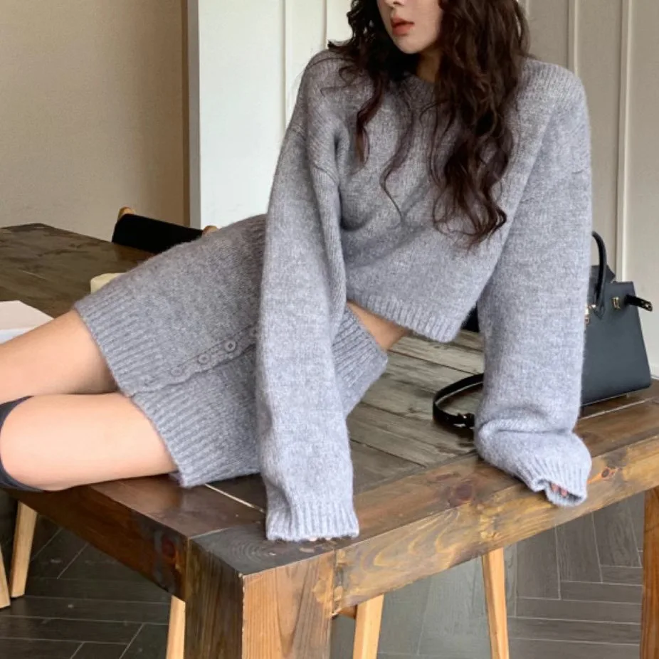 Women Knit Pullover Sweater Bat Sleeve Sexy Long Knitwears Hip Skirt Sweater with Sashes Vintage Autumn Winter Knitted Jumpers 5