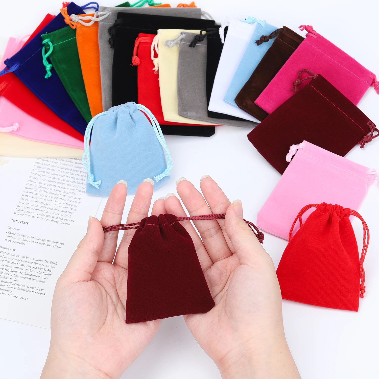 10Pcs/lot 7x9cm 9x12cm Velvet Bag Drawstring Pouch Gift Receive Pouches Key Coins Cosmetic Storage Bags for Jewelry Packaging