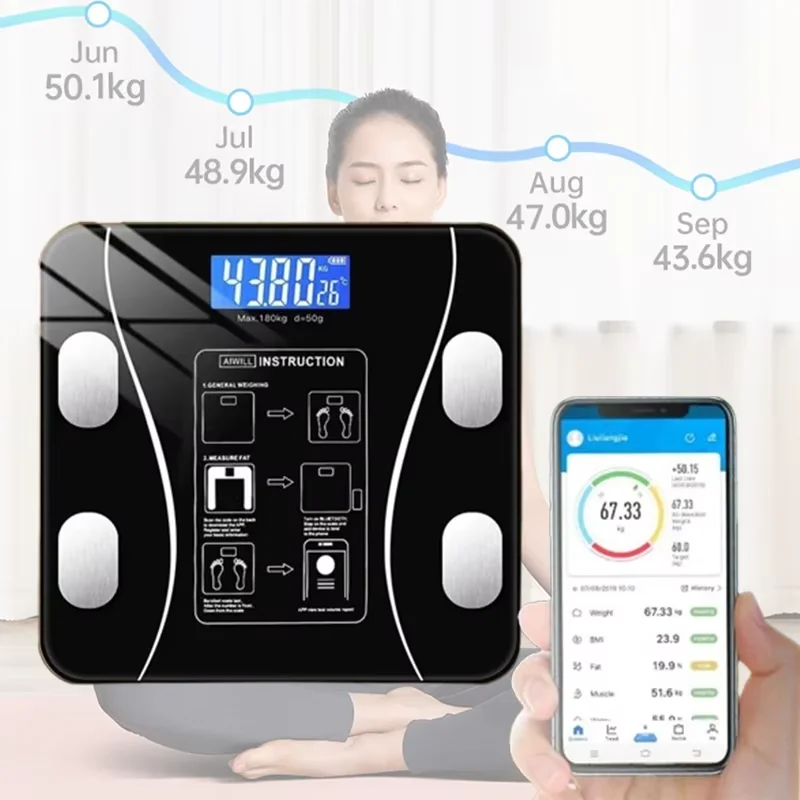 Smart body fat scale wireless fat loss and weight loss LED digital bathroom scale body composition analyzer test scale