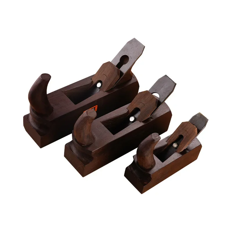 Black Sandalwood European Style 3pcs Set Woodworking Planers Double Handed Straight Pull Planer Ox Horn Handmade Pull Planer DIY