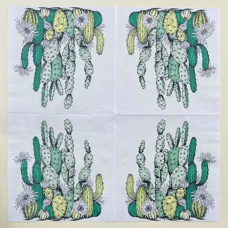 Printed Napkinsins Wind Restaurant Milk Tea Shop Takeaway Placemats Creative Napkins Cactus Pattern Colorful Paper Napkins Food