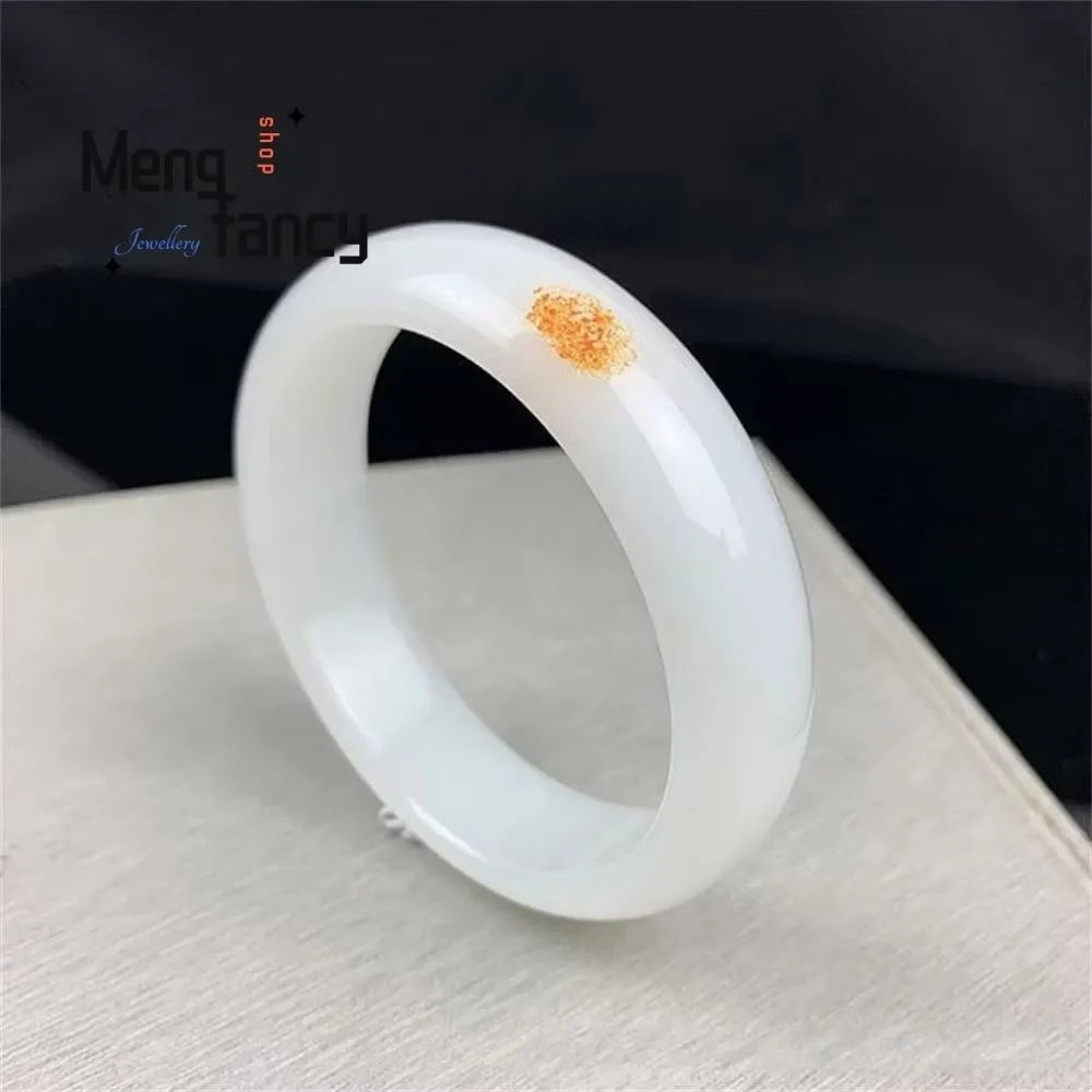 

Natural Hetian Sheep Fat White Jade Bangle Charm Simple Elegant Exquisite High-grade Luxury Quality Fashion Jewelry Holiday Gift