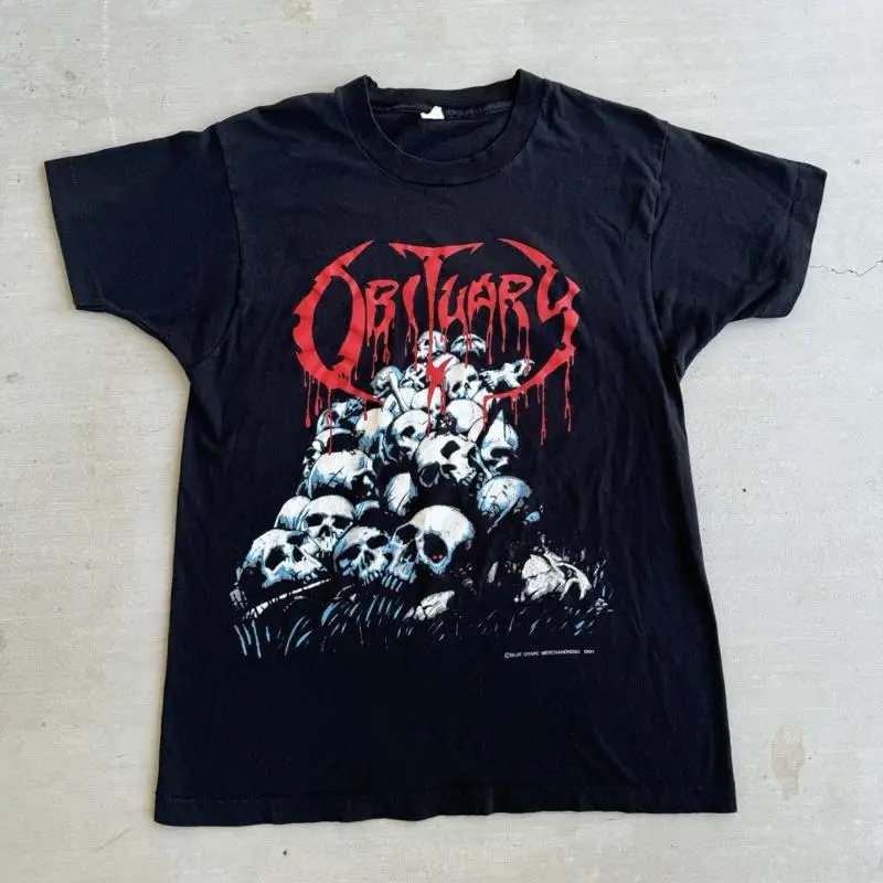 تي شيرت Vtg Obituary سبب جولة الموت 1991 الجماجم Sz M Death Metal USA RARE