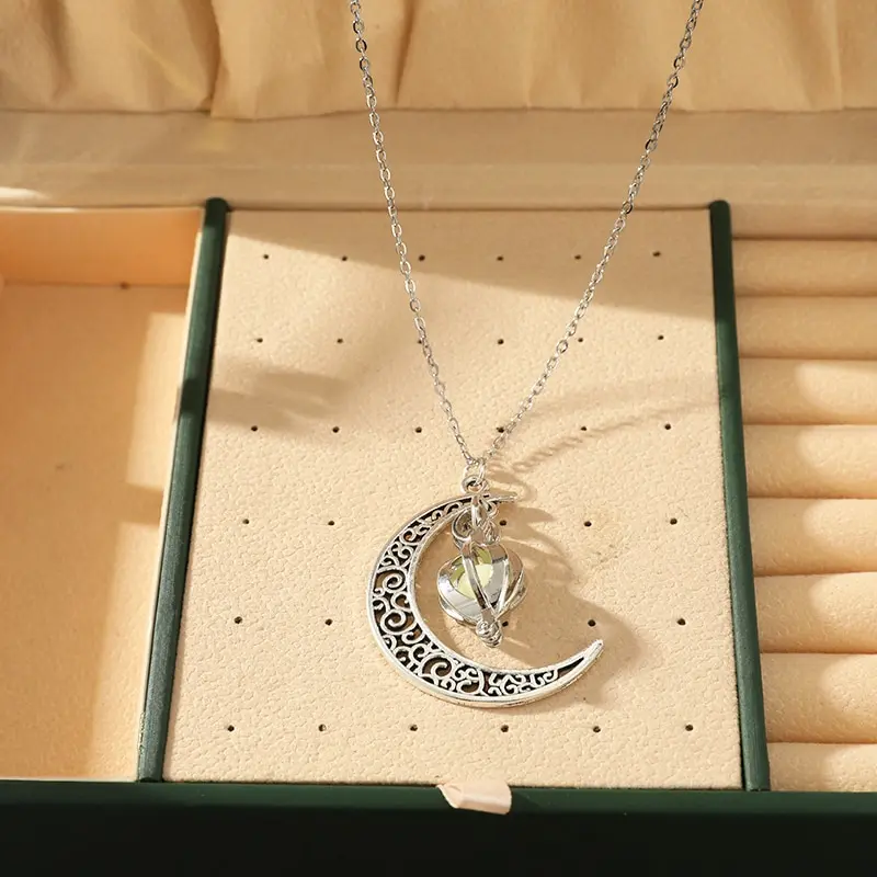 1 في تقليد الذهب الأبيض-مجوهرات نسائية بسيطة خفيفة فاخرة على شكل قمر اليقطين #3