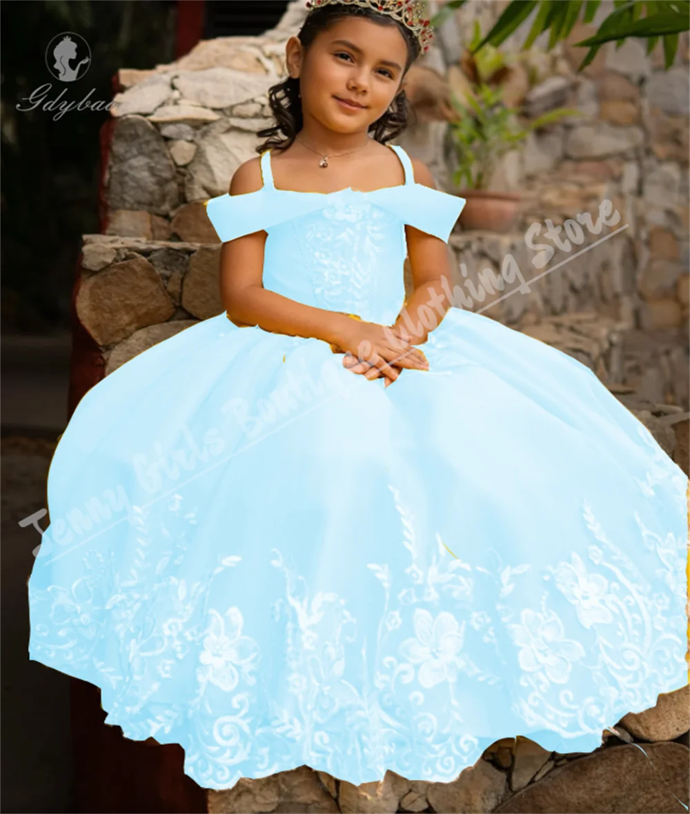 かわいいスパゲッティストラップフラワーガールドレスふわふわ結婚式フォーマルな機会プリンセス誕生日ドレス宴会ディナーのカスタマイズ