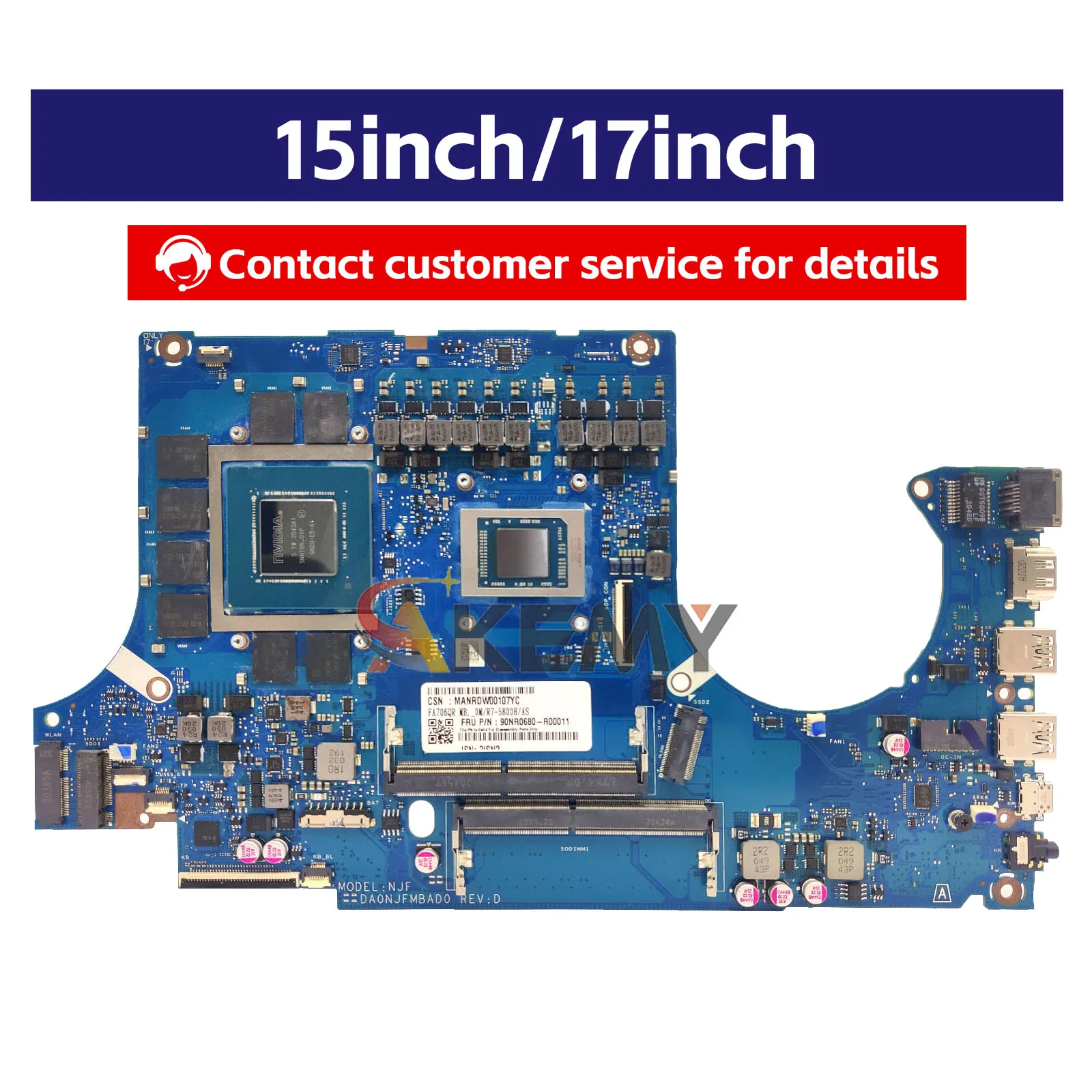 DA0NJFMBAD0 Motherboard Laptop untuk ASUS TUF Gaming FA706QM FA506Q FA706QR Mainboard Notebook dengan R3 R5 R7 CPU 100% Tes OK Stk