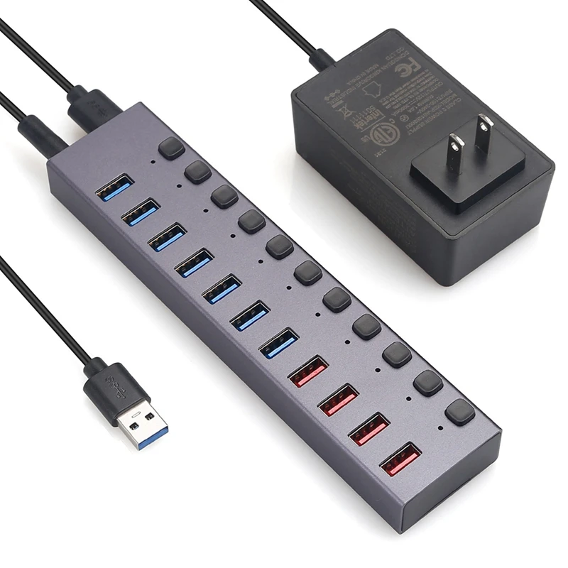 HOT-USB3.0 Splitter 11Port Charging Multi-Interface HUB With Switch