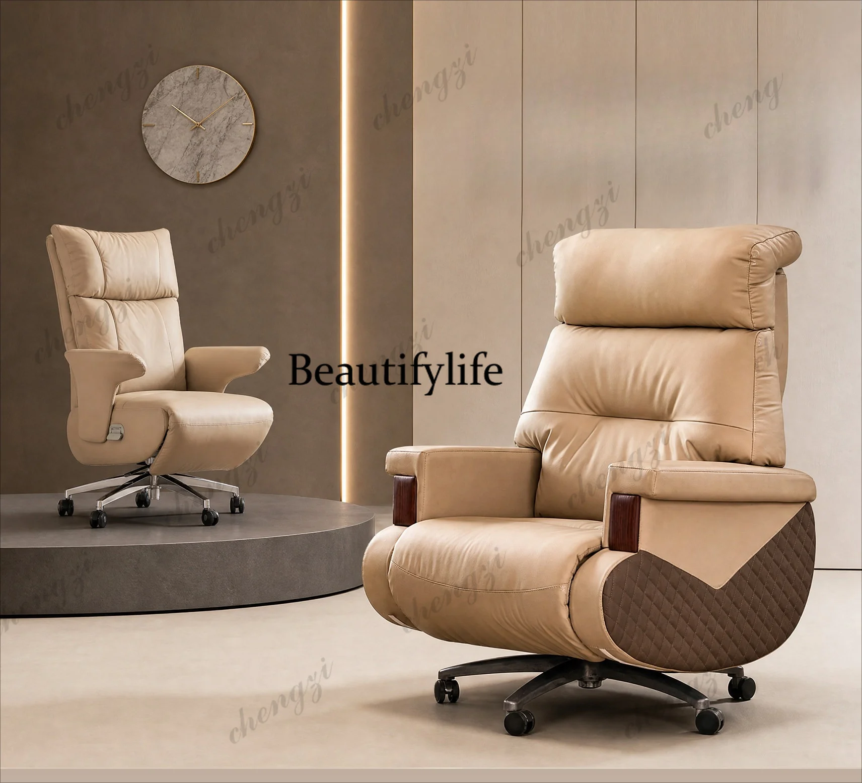 Leather massage boss chair office electric ventilation heating computer chair high-end business comfortable office chair