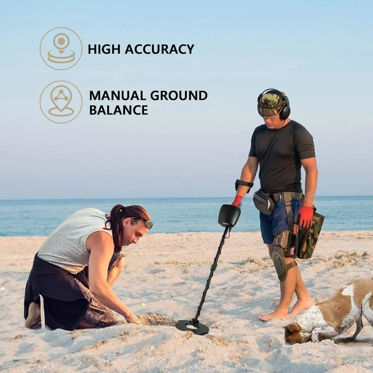 GC-1058 Metal Detector Waterproof Probe Large LCD Display Gold Silver Copper Iron Underground Treasure Hunters