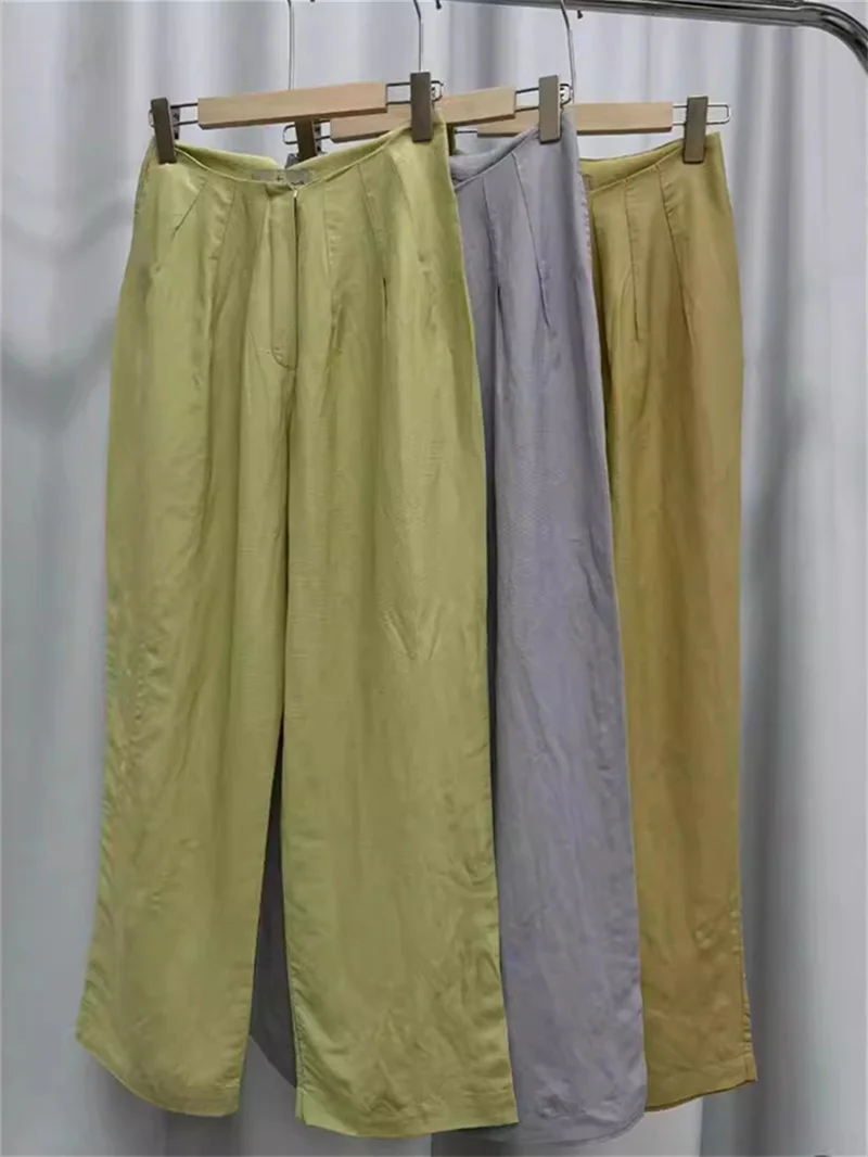 

Ladies Design Sense Lazy Loose Long Pants Women's Linen Blend High-Waisted Straight Trousers Summer New 2024