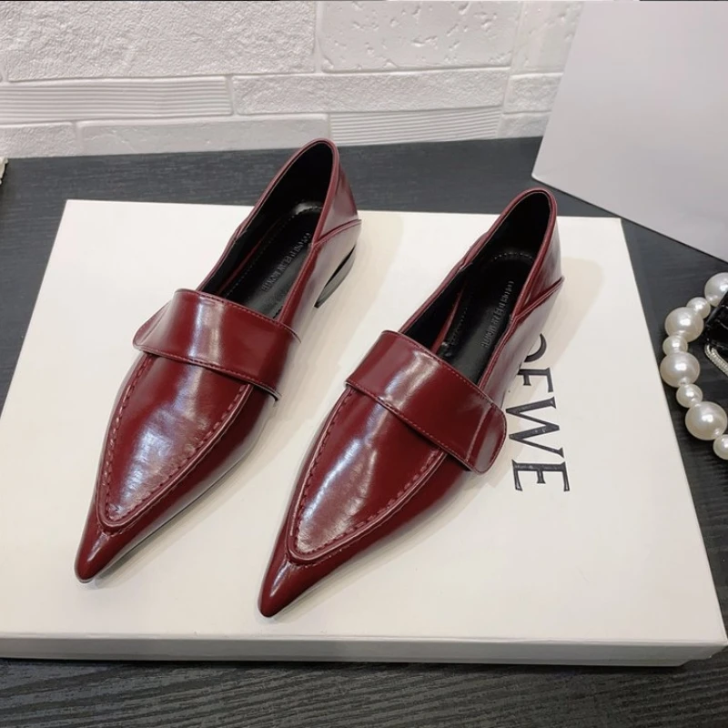 Zapatos de oficina de boca baja a la moda Retro de diseñador para mujer, zapatos de mujer de tacón bajo cuadrados elegantes para primavera y otoño
