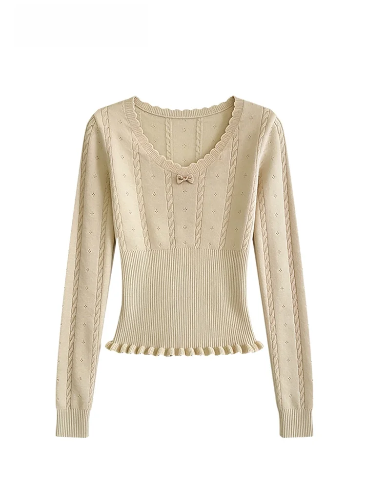 

Женская трикотажная кофта больших размеров с круглым вырезом, скрывающая недостатки фигуры, осенне-зимняя одежда для полных женщин