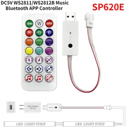 DC5V WS2811/WS2812B Music Bluetooth APP Controller SP620E spina USB con telecomando IR 21 tasti per lampada modulo luce di striscia LED