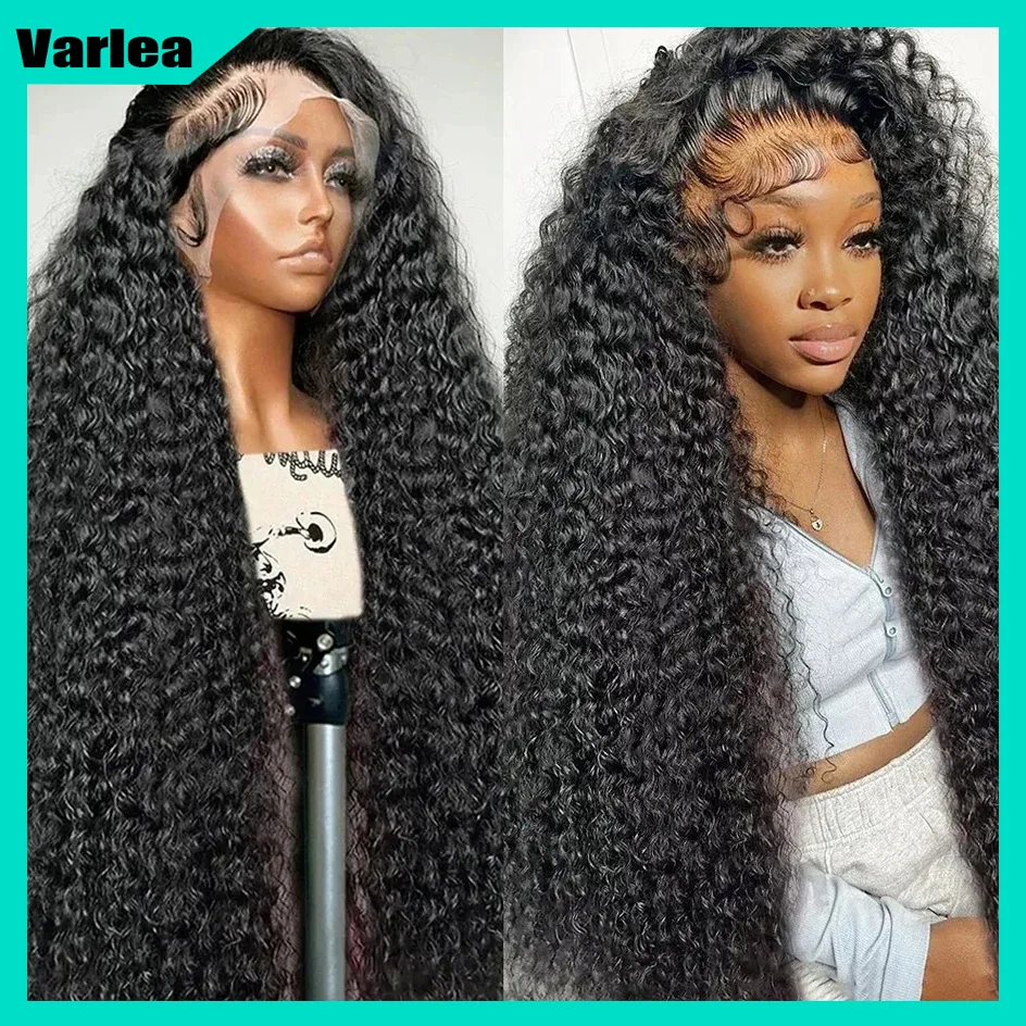 Varlea 200% Density Deep Wave 13x4 Lace Frontal Water Wave Lace Front Wig Curly Hd Lace Wig 13x6 Human Hair Black Wig Human Hair