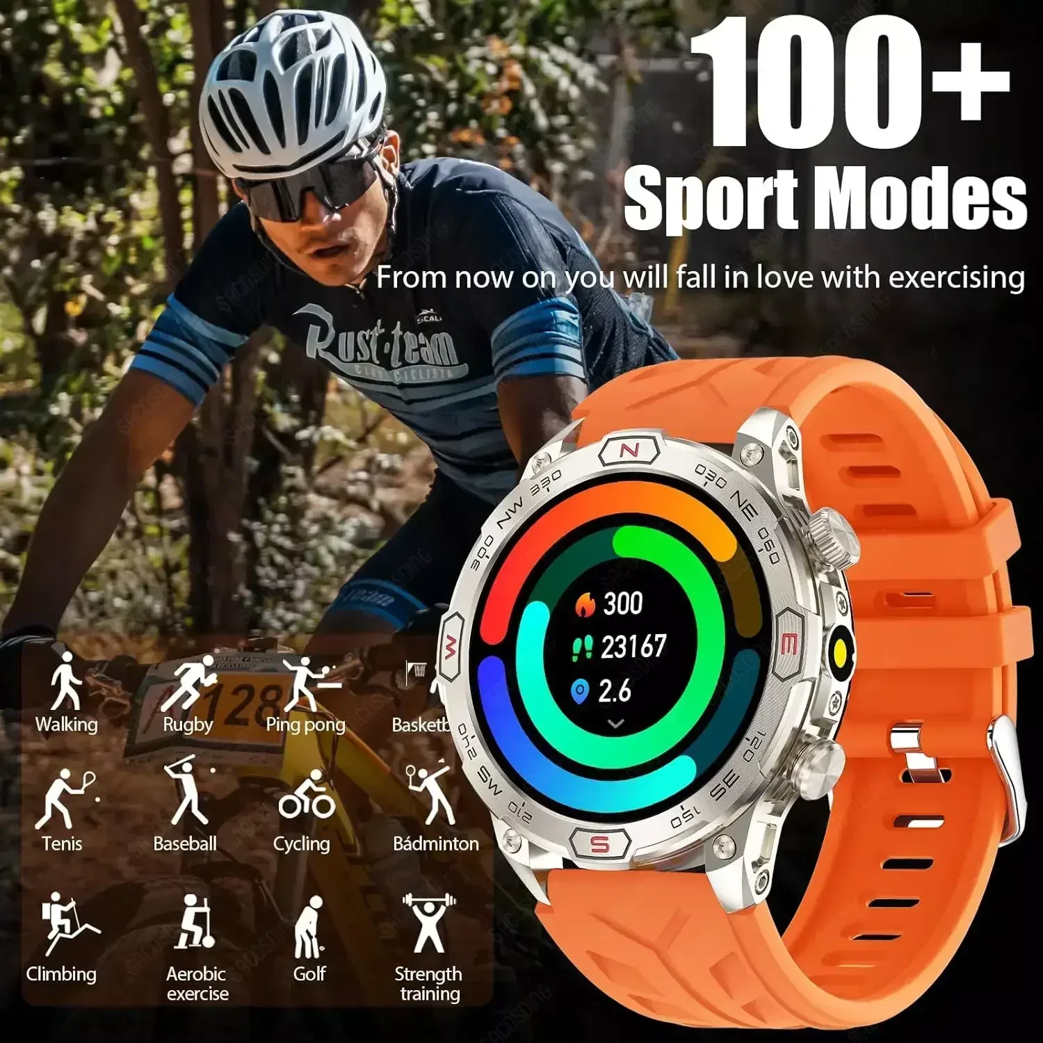 Sacosding Sa205 Sport Smart Watch Bluetooth Call Gps Track Watchsmart Hoogte Barometrische Druk Kompas Zaklamp Smartwatch