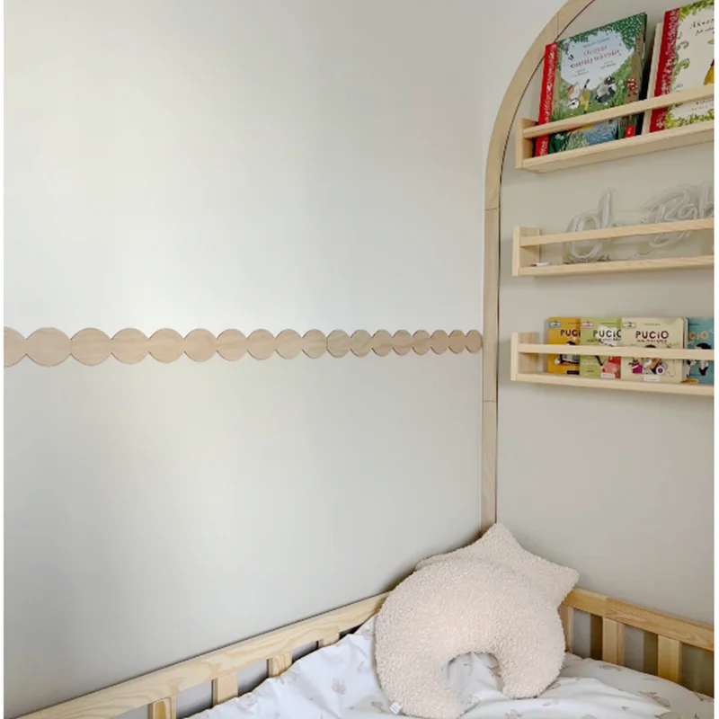 

20pcs Unfinished Wooden cornice shaped Wall molding wood trim Wooden wall molding stripe Chair rail molding decor