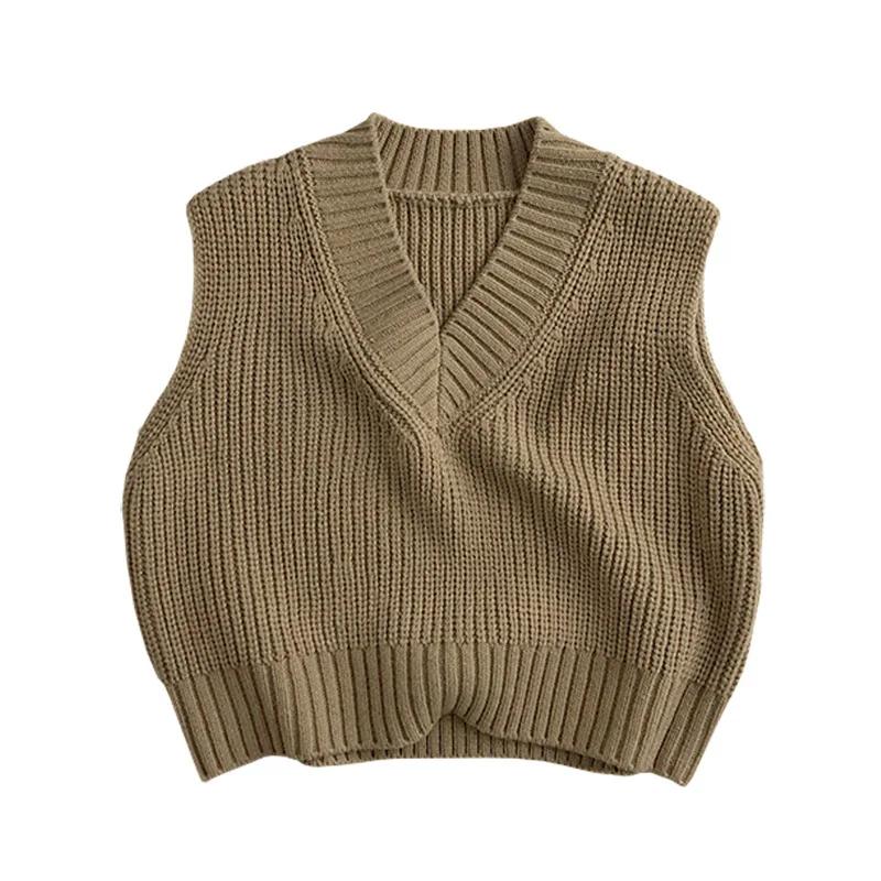 

Детский утепленный свитер ~ детский жилет-свитер, стильный вязаный жилет для мальчиков, новинка 2025 года, весенне-осенний вязаный жилет для детей