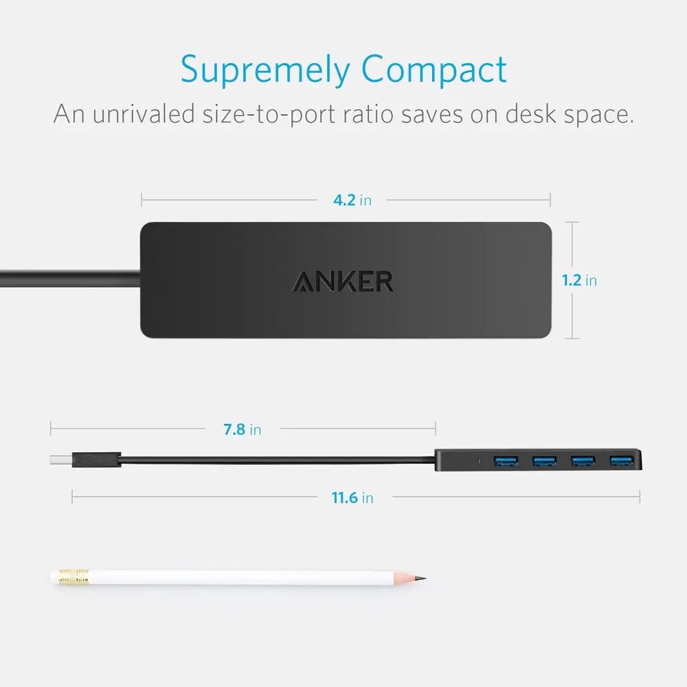 Anker usb hub 3.0 4-Port Ultra Slim Data Hub for macbook air Mac Pro tablet iMac laptop Notebook PC USB Flash Drives