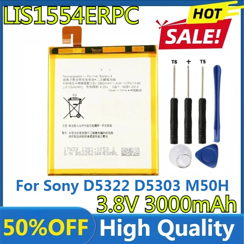 

New High Quality Replaceable LIS1554ERPC 4300mAh Battery for Sony Xperia T2 Ultra Dual D5322 D5316 XM50H XM50T D5303+ Free tools