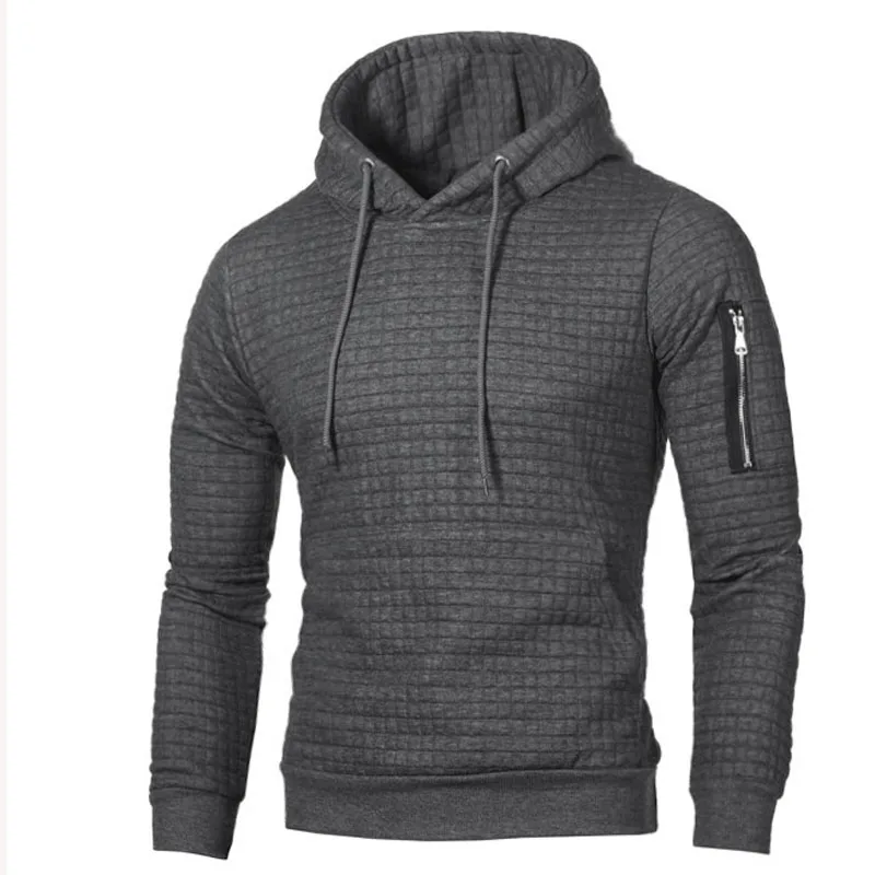 Men's Hooded Sweatshirts Spring Autumn Casual Hoodies Jackets Mens Plaid Jacquard Pullover Coat Fashion Sportswear MY044