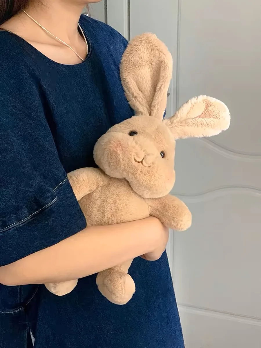 European Style Bunny Plush Toy Moveable Head Rabbit Cuddly Plushie Birthday Gift For Girl Boy Xmas