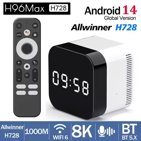 H96 MAX H728 Smart TV BOX Android 14.0 TV BOX 4G 32G 128G Quad Core 8K 4K@60fps Wifi6 1000M LAN BT Media Player Set Top Box