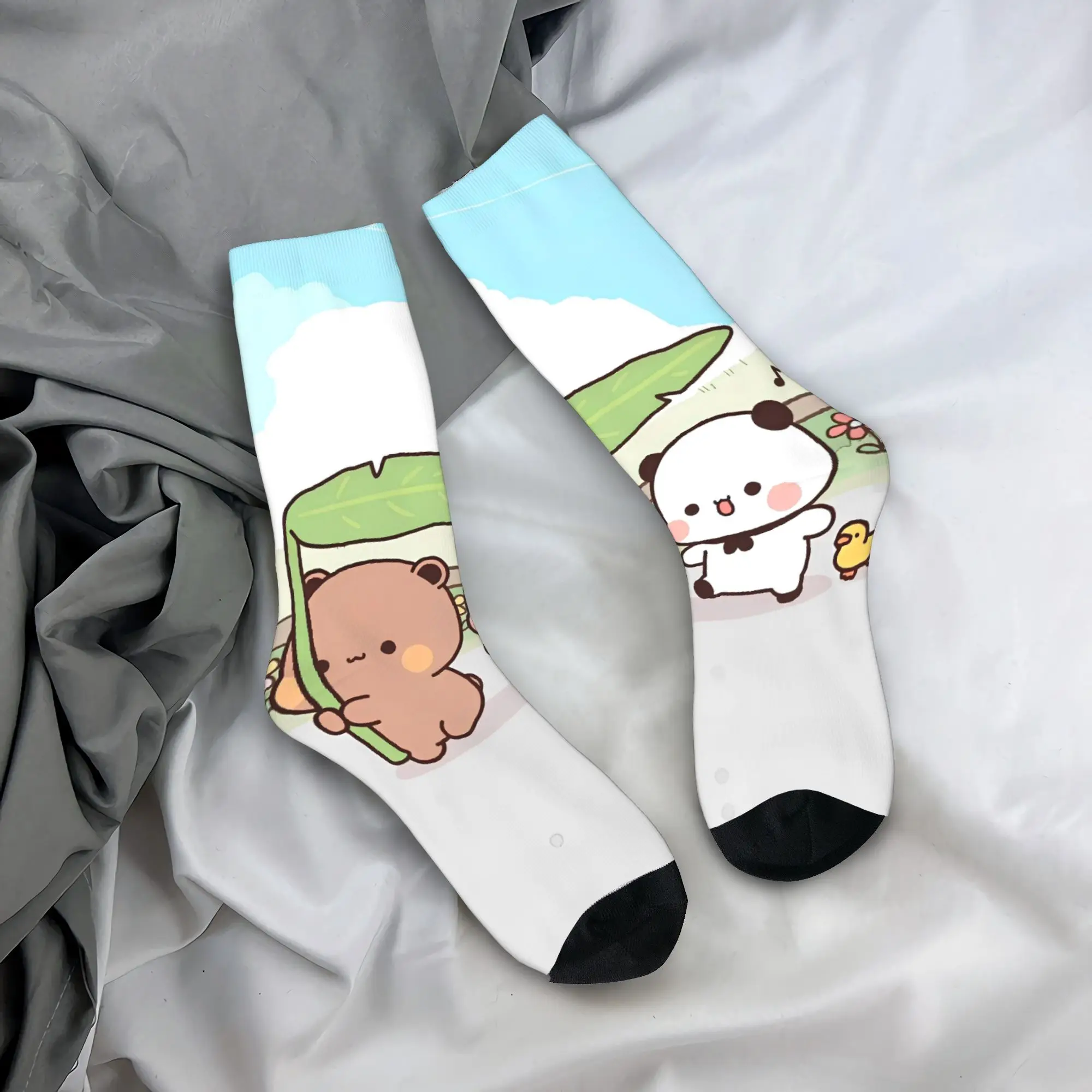 

Милые чулки Dudu Is Laying On The Sleep Bubu, мужские носки унисекс, высококачественные носки в стиле ретро, осенние носки с защитой от бактерий, подарок