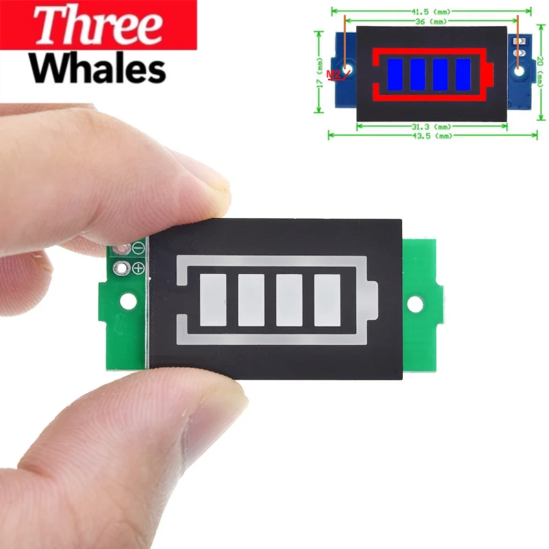 THR 1S 2S 3S 4S Single 3.7V Lithium Battery Capacity Indicator Module 4.2V Blue Display Electric Vehicle Battery Power Tester