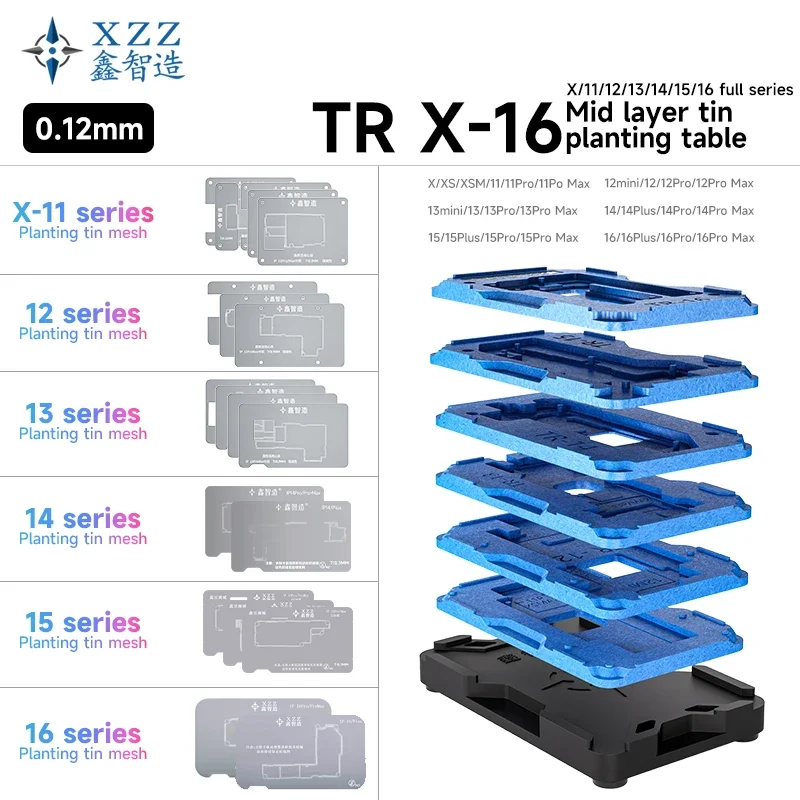 XZZ XINZHIZAO TR 마더보드, 중간 레이어 보드, 식물 주석 플랫폼, 아이폰 X-16 프로 맥스용 3D BGA 리볼링 스텐실