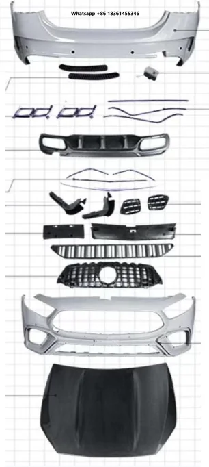 For 19-21 a Class W177 Upgrade GT Rear Bumper Full Set Body Kits STLF Body Parts Front Bumper With Grille