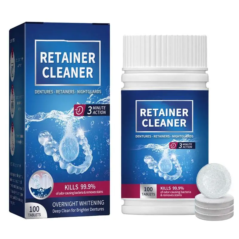 

Denture Cleansing Tablet Remove Plaque Stains Bad Odors Whitening Fresh Breath Tooth Cleaning Tablet For Retainer Cleaner