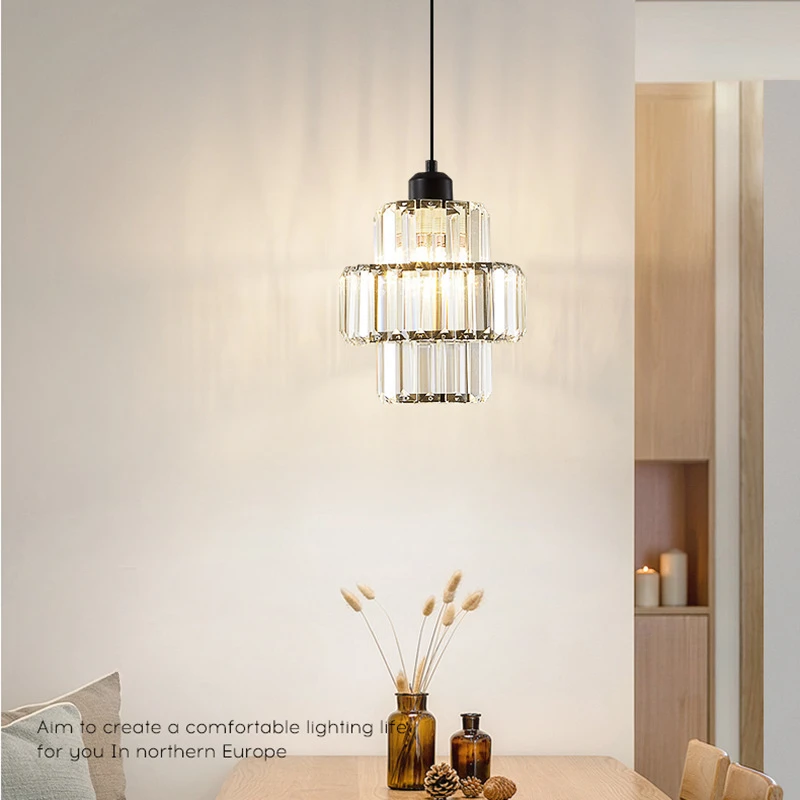 

Modern simple light luxury crystal chandelier restaurant bar lamps bedroom bedside small chandelier entrance balcony light