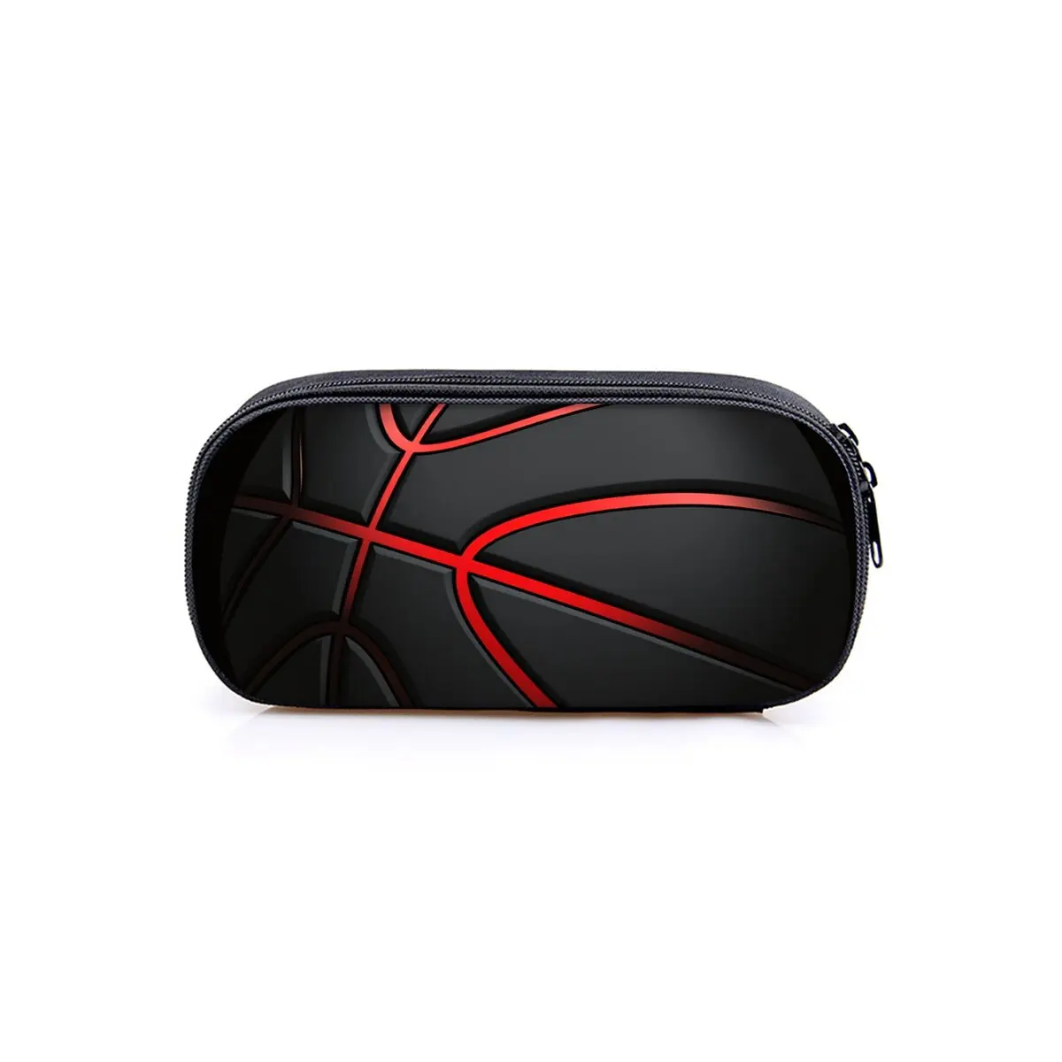Hot Sales Basketball Print Layered Pencil Case Quality 2D Flat Cartoon Pen Bag Best Gift for Boys/Girls School Supplies