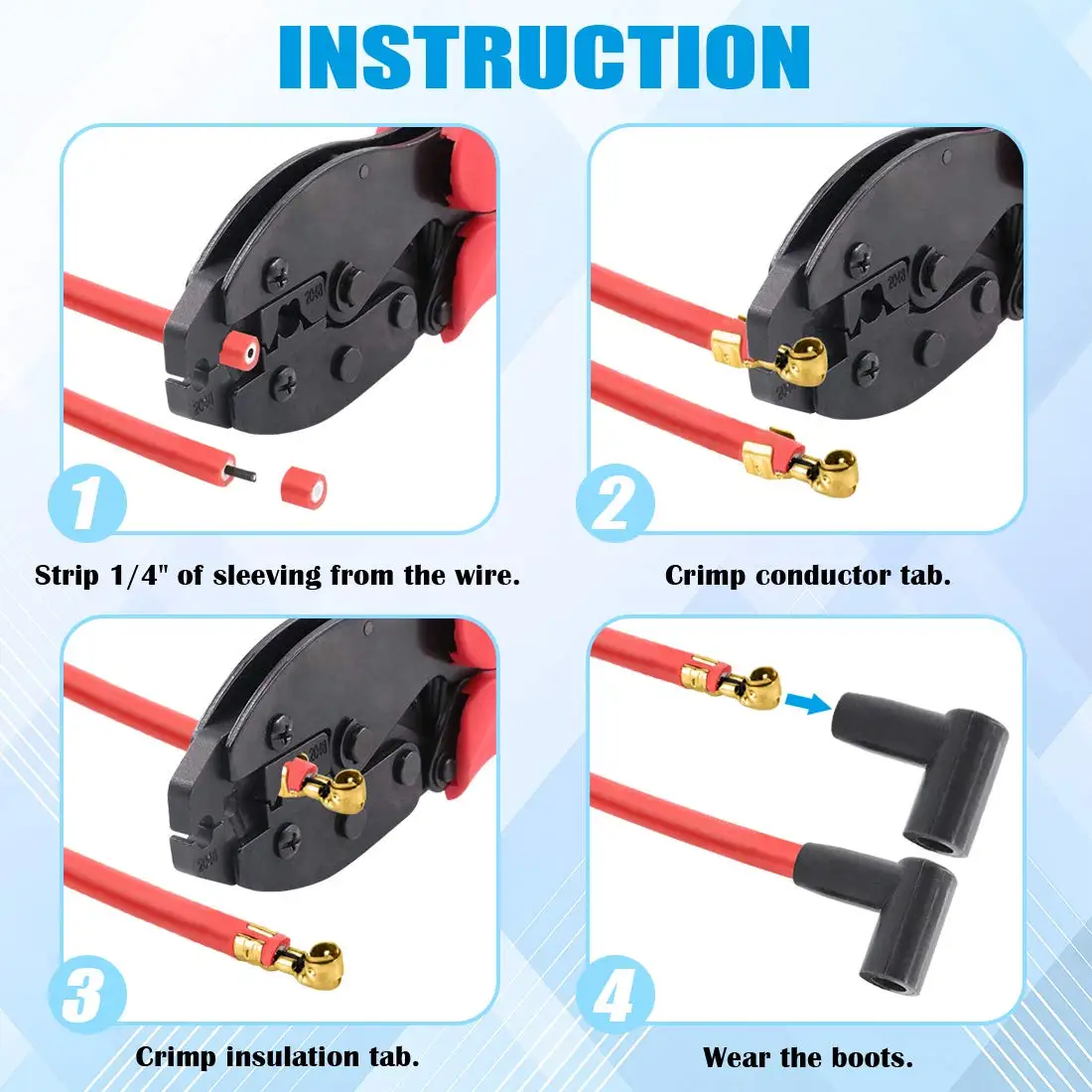 Imagem -04 - Ratchet Spark Plug Wire Crimper 180 90 Degree Straight Spark Plug Coil Terminals Conjunto For Crimping And Stripping Ignition Wire