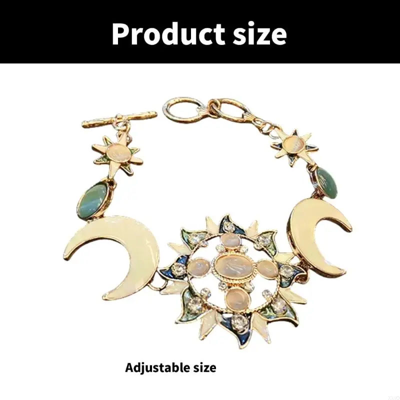 سوار Sun Moon Star الفريد من نوعه غير متماثل سوار Sun Moon Star للنساء مع و Rhinestones #6