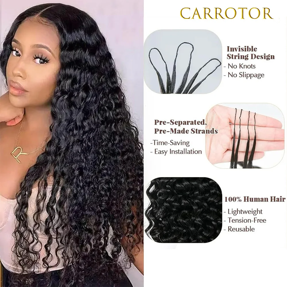 Water Wave Feather Crochet Braid Hair Extensions Knotless Pre-Separated Crochet Hair Extensions Human Hair
